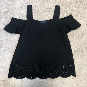 NWOT Francesca’s Black Blouse ( Blue Rain )